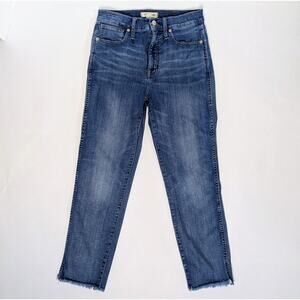 Madewell Stovepipe Straight 27 Raw Hem High Rise '90s Minimalist Stretch Denim